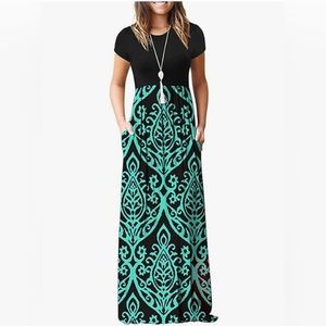 Cap Sleeve Maxi Dress with Pockets | L